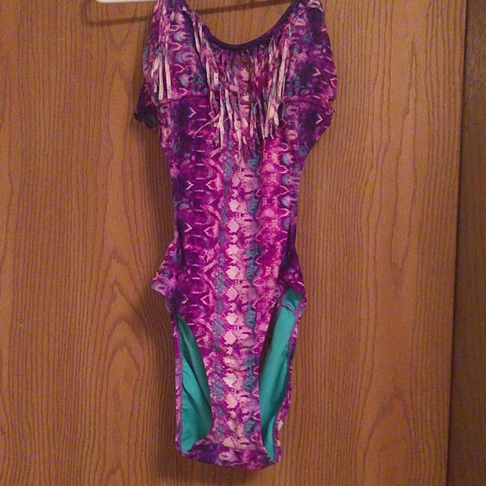 Purple fringe swimsuit